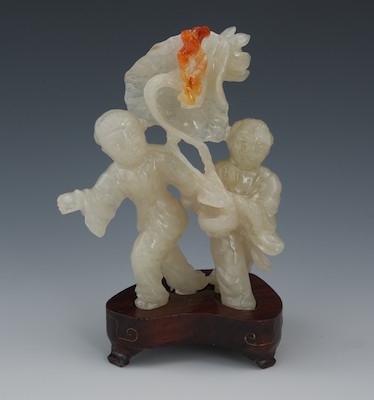 A Carved Jadeite Figural of Two 132c29