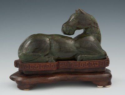 A Carved Oriental Hardstone Horse