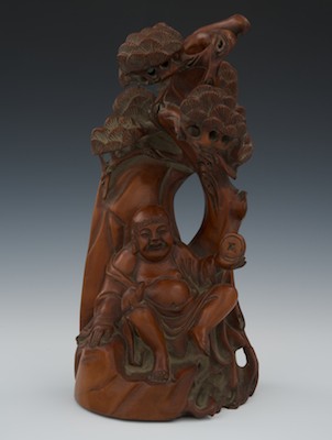 A Wood Sculpture of Hotei Chinese 132c38