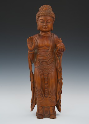 Carved Wood Sculpture of Buddha