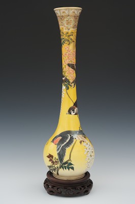 A Japanese Tall Vase with Sparrows