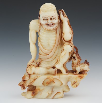 A Chinese Carving in White Hardstone