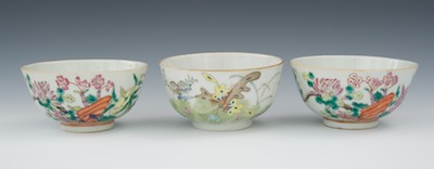 Three Chinese Porcelain Tea Bowls