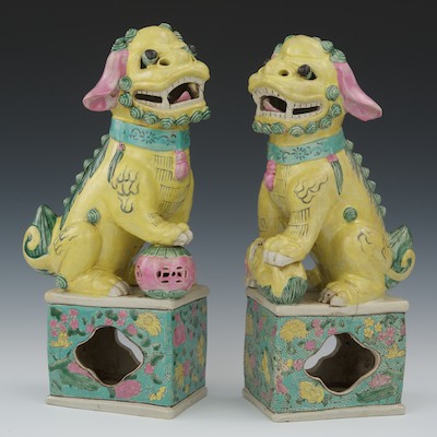 A Pair of Jeune Famille Decorated