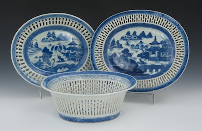 Three Reticulated Canton Porcelains