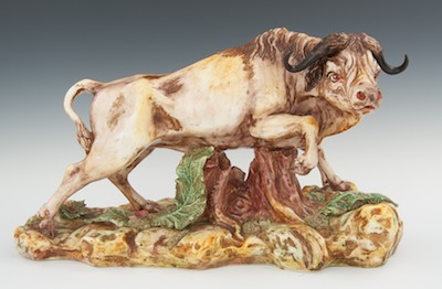 An Italian Majolica Ox Pottery