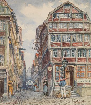 F. Gruber (German 19th Century) Watercolor