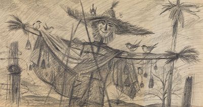 Paul R. Riba (American 1912-1977) Scarecrow.