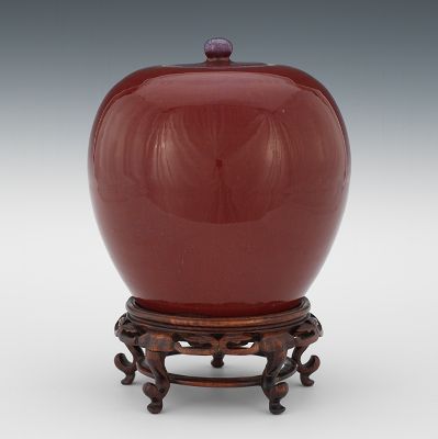 A Chinese Flambe Jar On Stand Of 132dd5