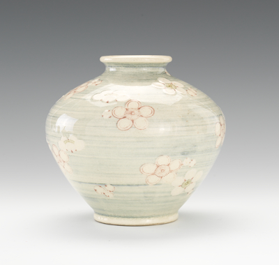 A Japanese Studio Pottery Vase Bulbous