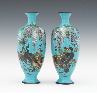 A Mirror Pair of Cloisonne Vases