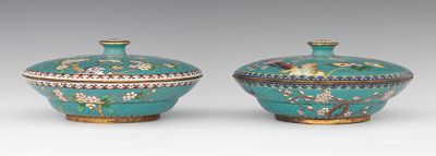 Pair of Cloisonné Lidded Bowls A pair