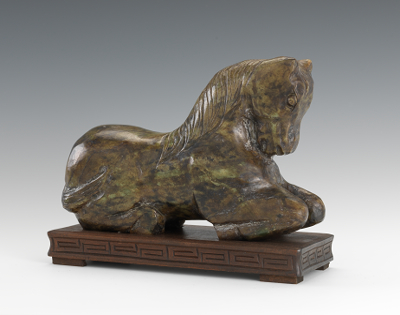 Jade Recumbent Horse with Head Bowed