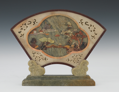 Soapstone Fan with Scene Carved