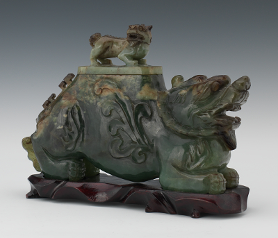 Carved Jade Beast Vessel with Small