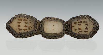 A Chinese Jade and Metal Buckle