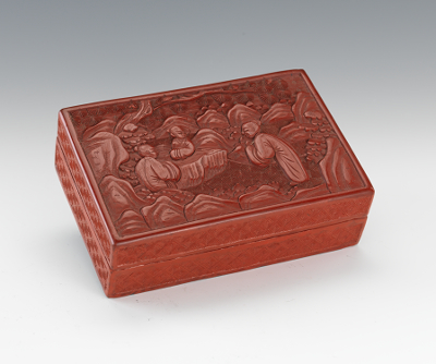 An Oblong Chinese Carved Cinnabar 132e69