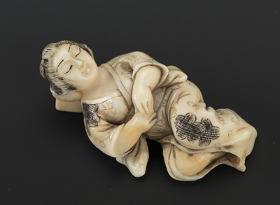 Carved Ivory Netsuke of Sleeping
