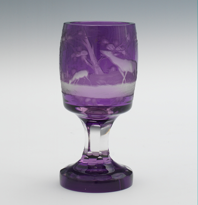 A Heavy Bohemian Glass Goblet In