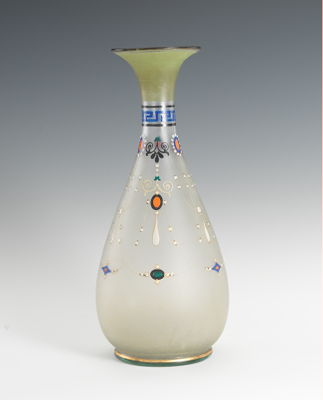 An Enameled Glass Vase Frosted glass