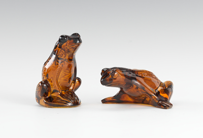 A Pair of Lalique Glass Frogs Two