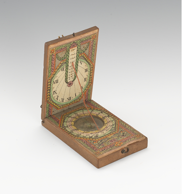 Fruitwood Diptych Pocket Sundial German