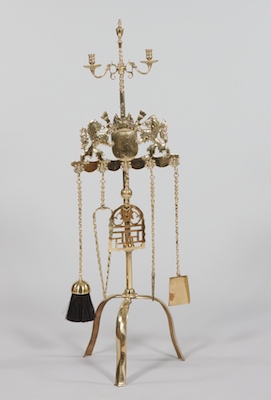 An Elaborate Brass Fireplace Utensil