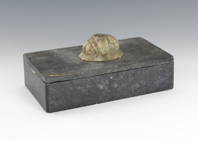 Lidded Stone Box with Scarab Dark