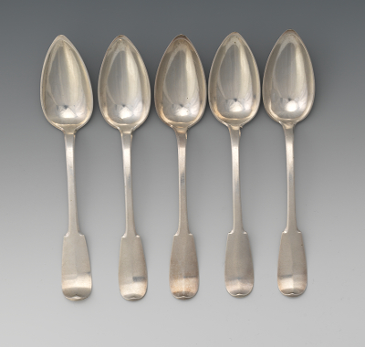 Five Coin Silver Dessert Spoons