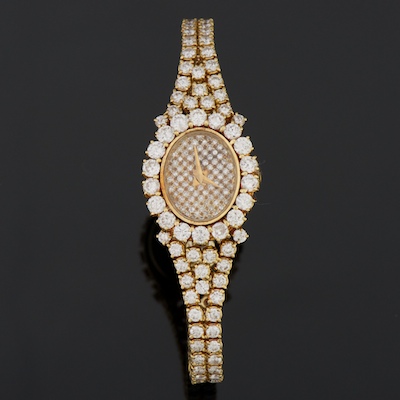 A Ladies' Omega 18k Gold and Diamond