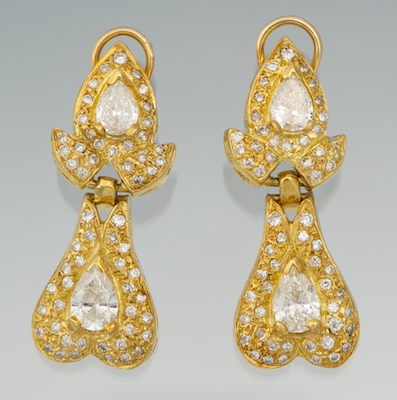 A Pair of Diamond Pendant Earrings