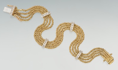 A Ladies' Gold and Diamond Bracelet