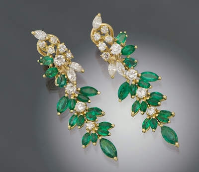 A Pair of Diamond and Emerald Ear 132f81