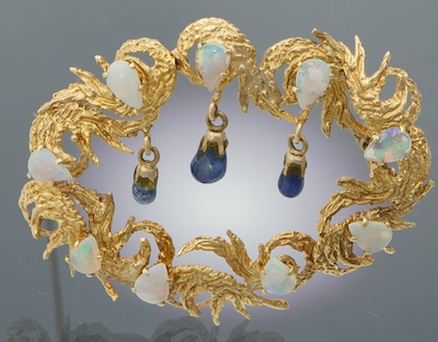 A Ladies Opal and Sapphire Brooch 132f97