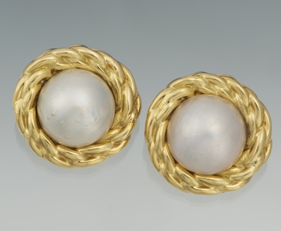 A Pair of 18k Gold and Mabe Pearl 132f91