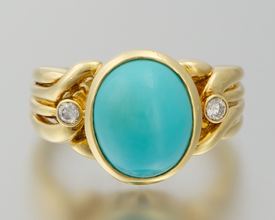 A Ladies 18k Gold Turquoise and 132f92