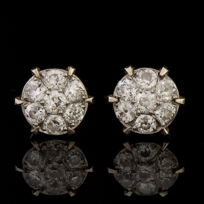 A Pair of Diamond Cluster Earrings