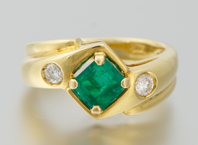 A Ladies' 18k Gold Emerald and