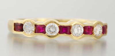 A Ladies 18k Gold Ruby and Diamond