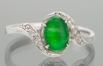A Ladies Jadeite and Diamond Ring 18k