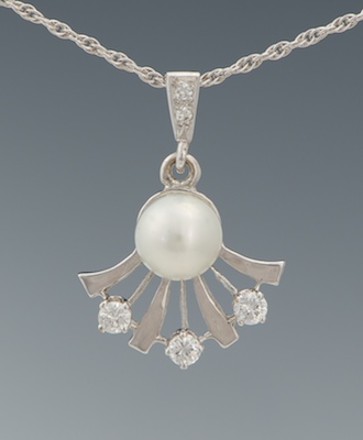 A Ladies Pearl and Diamond Pendant 133008