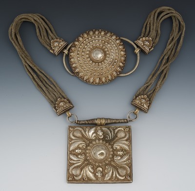 A Turkish Silver Metal Ornamental Necklace