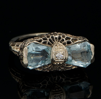 An Art Deco Aquamarine and Diamond 13302a