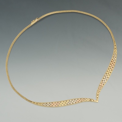 A Tri Color Gold Necklace 14k yellow 133026