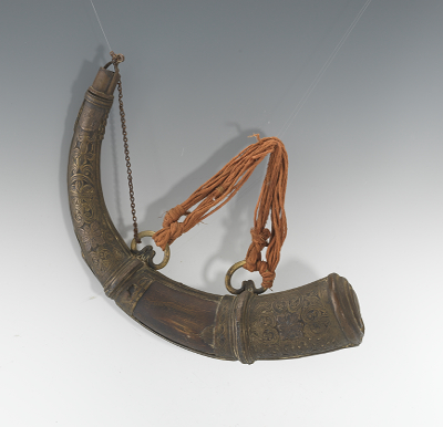 A Metal Clad Powder Horn 19th Century
