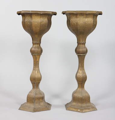 A Pair of Monumental Brass Repousse 133070
