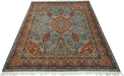 A Signed Tabriz Hunting Estate Carpet