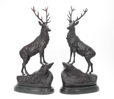 A Pair of Bronze Stags After Moigniez 1330f7