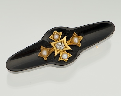 A Victorian Onyx Mourning Brooch 13311d