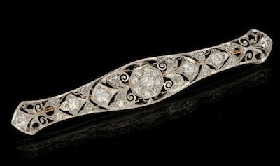 A Platinum and Diamond Bar Brooch 13311e